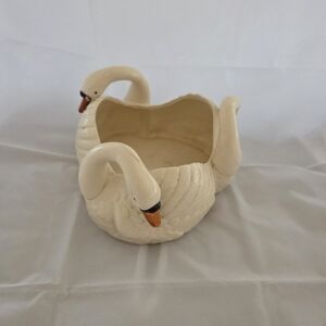 Elegant Cream Swan Planter